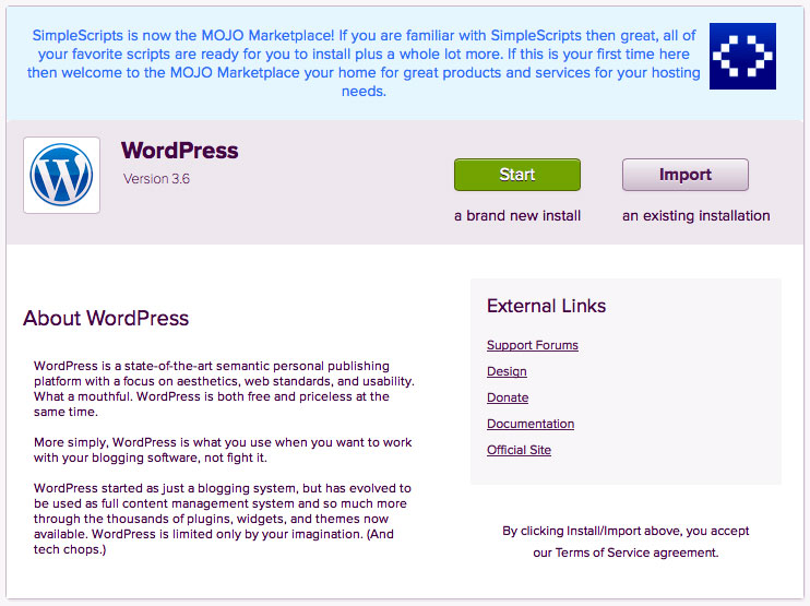 WordPress Automated Installer at Bluehost