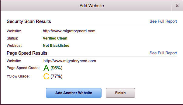 Initial Site Scan on ManageWP