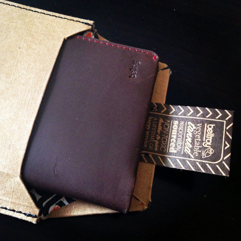 Wallet with protective paper removed